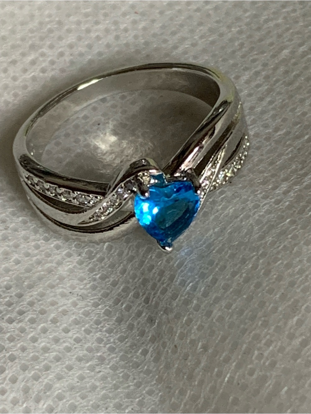 Blue Heart Gemstone Sterling Silver 925 Ring - Unbranded